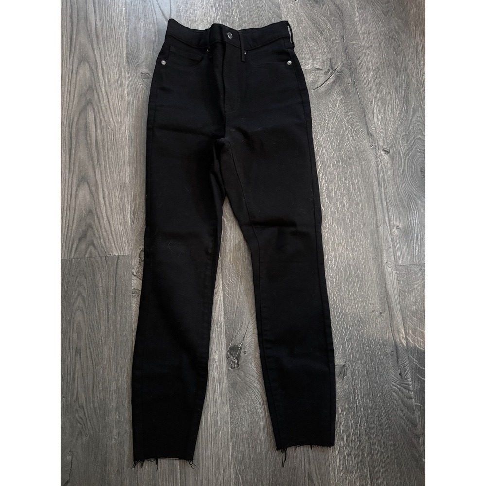 Everlane High Rise Skinny Jeans 26 Ankle Black‎ Organic Cotton Raw Hem EUC